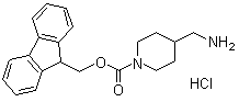structure of CAS# 391248-14-9, 4-(Aminomethyl)-1-piperidinecarboxylic acid 9H-fluoren-9-ylmethyl ester hydrochloride
