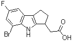structure of CAS# 393509-23-4, 5-Bromo-7-fluoro-1,2,3,4-tetrahydrocyclopent[b]indole-3-acetic acid
