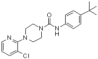 structure of CAS# 393514-24-4, 4-(3-Chloro-2-pyridinyl)-N-[4-(1,1-dimethylethyl)phenyl]-1-piperazinecarboxamide