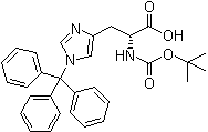 structure of CAS# 393568-74-6, N-[(1,1-Dimethylethoxy)carbonyl]-1-(triphenylmethyl)-D-histidine