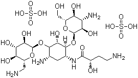 structure of CAS# 39831-55-5, Amikacin disulfate salt