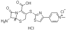 structure of CAS# 400827-64-7, 氯化4-[2-[[(6R,7R)-7-氨基-2-羧基-8-氧代-5-硫-1-氮杂二环[4.2.0]辛-2-烯-3-基]硫基]-4-噻唑基]-1-甲基吡啶鎓单盐酸盐