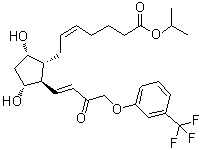 CAS # 404830-45-1, 15-Ketotravoprost, (5Z)-7-[(1R,2R,3R,5S)-3,5-Dihydroxy-2-[(1E)-3-oxo-4-[3-(trifluoromethyl)phenoxy]-1-buten-1-yl]cyclopentyl]-5-heptenoic acid 1-methylethyl ester