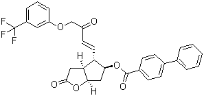 structure of CAS# 40695-33-8, (3aR,4R,5R,6aS)-六氢-2-氧代-4-[(1E)-3-氧代-4-[3-(三氟甲基)苯氧基]-1-丁烯-1-基]-2H-环戊并[b]呋喃-5-基 rel-[1,1'-联苯]-4-甲酸酯