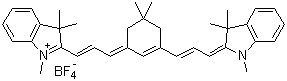 structure of CAS# 410536-44-6, 2-((E)-3-(5,5-Dimethyl-3-[(E)-3-(1,3,3-trimethyl-1,3-dihydro-2H-indol-2-ylidene)-1-propenyl]-2-cyclohexen-1-ylidene)-1-propenyl)-1,3,3-trimethyl-3H-indolium tetrafluoroborate