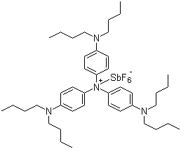 CAS 登录号：41494-35-3, 三[4-(二丁氨基)苯基]铵六氟锑酸盐