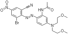 CAS # 41622-04-2, Disperse Blue 257, N-[5-[bis(2-methoxyethyl)amino]-2-[(2-bromo-6-cyano-4-nitrophenyl)azo]phenyl]acetamide