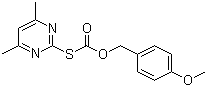 structure of CAS# 41840-29-3, Carbonothioic acid S-(4,6-dimethyl-2-pyrimidinyl) O-[(4-methoxyphenyl)methyl] ester