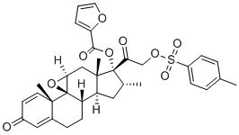 CAS # 424787-89-3, Mometasone furoate impurity 34, (4aS,4bS,5aS,6aS,7R,8R,9aS,9bS)-4a,6a,8-trimethyl-2-oxo-7-(2-(tosyloxy)acetyl)-2,4a,5a,6,6a,7,8,9,9a,9b,10,11-dodecahydrocyclopenta[1,2]phenanthro[4,4a-b]oxiren-7-yl furan-2-carboxylate