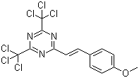 CAS # 42573-57-9, 2,4-Bis(trichloromethyl)-6-(4-methoxystyryl)-1,3,5-triazine, 2-(4-Methoxystyryl)-4,6-bis(trichloromethyl)-s-triazine, 2-(4-Methoxystyryl)-4,6-bis(trichloromethyl)-1,3,5-triazine