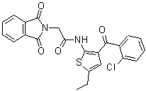 structure of CAS# 42753-80-0, N-[3-(2-氯苯甲酰基)-5-乙基-2-噻吩基]-1,3-二氢-1,3-二氧代-2H-异吲哚-2-乙酰胺