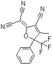 structure of CAS# 436097-14-2, 2-[3-氰基-4-甲基-5-苯基-5-三氟甲基-2(5H)-呋喃亚基]-丙二腈