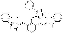CAS # 440102-72-7, 2-[2-[3-[2-(1,3-Dihydro-1,3,3-trimethyl-2H-indol-2-ylidene)ethylidene]-2-[(1-phenyl-1H-tetrazol-5-yl)thio]-1-cyclohexen-1-yl]ethenyl]-1,3,3-trimethyl-3H-indolium chloride