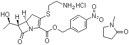 CAS # 442847-66-7, Thienamycin p-nitrobenzylester hydrochloride (N-methylpyrrolidinonesolvate), 3-[(2-Aminoethyl)thio]-6-[(1R)-1-hydroxyethyl]-7-oxo-1-azabicyclo[3.2.0]hept-2-ene-2-carboxylic acid (4-nitrophenyl)methylester monohydrochloride compd. with 1-methyl-2-pyrrolidinone (1:1)