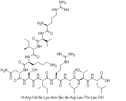 CAS # 462659-57-0, L-Arginyl-L-valyl-L-isoleucyl-L-lysyl-L-asparaginyl-L-seryl-L-isoleucyl-L-arginyl-L-leucyl-L-threonyl-L-leucine