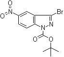 structure of CAS# 473416-22-7, 1,1-Dimethylethyl 3-bromo-5-nitro-1H-indazole-1-carboxylate