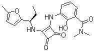 CAS # 473727-83-2, Sch 527123, 3-[[3-[(Dimethylamino)carbonyl]-2-hydroxyphenyl]amino]-4-[[(R)-1-(5-methylfuran-2-yl)propyl]amino]cyclobut-3-ene-1,2-dione