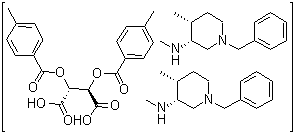 structure of CAS# 477600-71-8, (2R,3R)-2,3-双[(4-甲基苯甲酰基)氧基]丁二酸和 (3R,4R)-N,4-二甲基-1-(苯基甲基)-3-哌啶胺的化合物