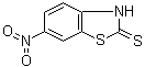 CAS # 4845-58-3, 6-Nitro-2(3H)-benzothiazolethione, 2-Mercapto-6-nitrobenzothiazole, 6-Nitro-2-benzothiazolinethione, 6-Nitro-2-mercaptobenzothiazole, 6-Nitrobenzothiazole-2-thiol, NSC 2630, SKA 6