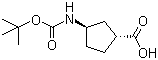 structure of CAS# 489446-85-7, (1R,3R)-N-叔丁氧羰基-1-氨基环戊烷-3-羧酸