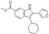 CAS # 494799-20-1, 3-Cyclohexyl-2-(furan-3-yl)-1H-indole-6-carboxylic acid methyl ester