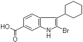 structure of CAS# 494799-76-7, 3-环己基-2-溴-1H-吲哚-6-羧酸