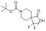 structure of CAS# 495415-51-5, 1-(tert-Butoxycarbonyl)-4-(trifluoromethyl)piperidine-4-carboxylic Acid
