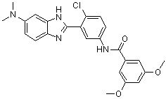 structure of CAS# 496794-70-8, N-[4-Chloro-3-[5-(dimethylamino)-1H-benzimidazol-2-yl]phenyl]-3,5-dimethoxybenzamide