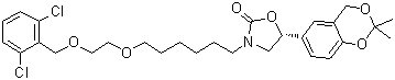 structure of CAS# 503068-36-8, (R)-3-[6-[2-(2,6-Dichlorobenzyloxy)ethoxy]hexyl]-5-(2,2-dimethyl-4H-benzo[1,3]dioxin-6-yl)oxazolidin-2-one