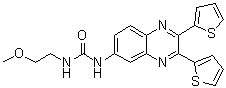 structure of CAS# 508186-14-9, N-(2,3-二-2-噻吩基-6-喹喔啉基)-N'-(2-甲氧基乙基)脲