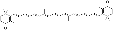 CAS # 514-78-3, Canthaxanthin, 2,4,4-Trimethyl-3-[3,7,12,16-tetramethyl-18-(2,6,6-trimethyl-3-oxo-1-cyclohexenyl)octadeca-1,3,5,7,9,11,13,15,17-nonaenyl]cyclohex-2-en-1-one