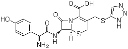 CAS 登录号：51627-14-6, 头孢曲嗪, 7-[2-氨基-2-(4-羟基苯基)乙酰氨基]-3-(1,2,3-三唑-4-基硫)甲基-8-氧代-5-硫杂-1-氮杂二环[4.2.0]辛-2-烯-2-甲酸