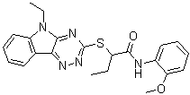 structure of CAS# 522650-83-5, 2-[(5-Ethyl-5H-1,2,4-triazino[5,6-b]indol-3-yl)thio]-N-(2-methoxyphenyl)butanamide