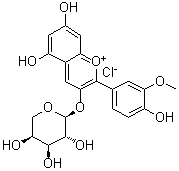 CAS # 524943-91-7, Peonidin 3-O-alpha-L-arabinopyranoside, 3-(alpha-L-Arabinopyranosyloxy)-5,7-dihydroxy-2-(4-hydroxy-3-methoxyphenyl)-1-benzopyrylium chloride