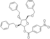 structure of CAS# 52522-49-3, 2,3,5-Tri-O-benzyl-D-arabinofuranose 1-(4-nitrobenzoate)