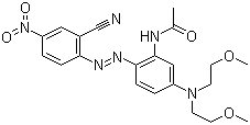 CAS 登录号：52549-57-2, 分散紫 77, N-[5-[双(2-甲氧基乙基)氨基]-2-[(2-氰基-4-硝基苯基)偶氮]苯基]乙酰胺
