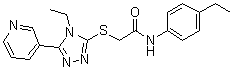 structure of CAS# 525582-84-7, N-(4-Ethylphenyl)-2-[[4-ethyl-5-(3-pyridinyl)-4H-1,2,4-triazol-3-yl]thio]acetamide