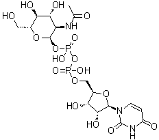 structure of CAS# 528-04-1, Uridine 5'-(2-acetamido-2-deoxy-alpha-D-glucosyl pyrophosphate)