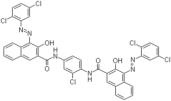 CAS 登录号：5280-78-4, 颜料红 144, N,N'-(2-氯-1,4-亚苯基)双[4-[(2,5-二氯苯基)偶氮]-3-羟基萘-2-甲酰胺]
