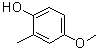 CAS # 5307-05-1, 4-Methoxy-2-methylphenol, 2-Methyl-4-methoxyphenol, 4-Methoxy-6-methylphenol, 4-Methoxy-o-cresol, m-Methyl-p-hydroxyanisole