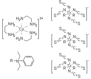 CAS 登录号：53078-35-6, (OC-6-11)-三(1,2-乙二胺)钴三[二(N,N-二乙基苯胺)四(硫氰酸基)铬酸盐]