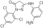 structure of CAS# 53411-33-9, 1-(2,4,6-Trichlorophenyl)-3-(5-amino-2-chloroanilino)-5-pyrazolone