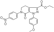 structure of CAS# 536759-91-8, 4,5,6,7-四氢-1-(4-甲氧基苯基)-6-(4-硝基苯基)-7-氧代-1H-吡唑并[3,4-c]吡啶-3-羧酸乙酯