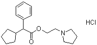 CAS # 5411-32-5, alpha-Cyclopentylbenzeneacetic acid 2-(1-pyrrolidinyl)ethyl ester hydrochloride