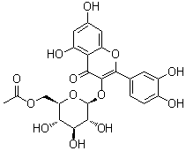 structure of CAS# 54542-51-7, 槲皮素 3-O-(6'-O-乙酰基)-beta-D-吡喃葡萄糖苷