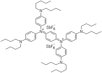 N3,N3,N6,N6-Tetrakis[4-(dibutylamino)phenyl]-1,4-cyclohexadiene-3,6-diaminium  hexafluoroantimonate (1:2) molecular structure (CAS 5496-71-9)