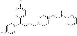 CAS # 5522-39-4, Difluanazine, 1-(2-Anilinoethyl)-4-[4,4-bis(p-fluorophenyl)butyl]piperazine, Difluanine