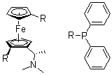 structure of CAS# 55650-59-4, (2S)-1-[(1S)-1-(二甲基氨基)乙基]-1',2-双(二苯基膦基)二茂铁