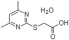 structure of CAS# 55749-30-9, 2-(Carboxymethylthio)-4,6-dimethylpyrimidine monohydrate