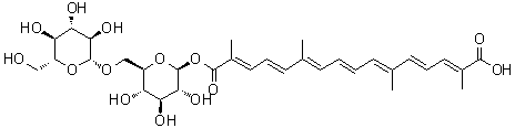 CAS # 55750-85-1, Crocetin gentiobiosyl ester, Crocin 3, Crocin C, Trans-Crocin 2, trans-Crocetin beta-D-gentiobiosyl ester, trans-Crocin 3